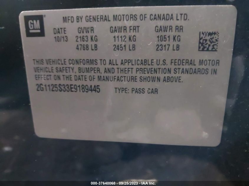 2014 CHEVROLET IMPALA LT - 2G1125S33E9189445