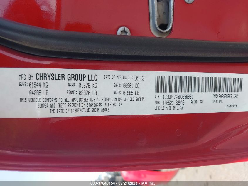 2013 DODGE DART LIMITED - 1C3CDFCA8DD336961
