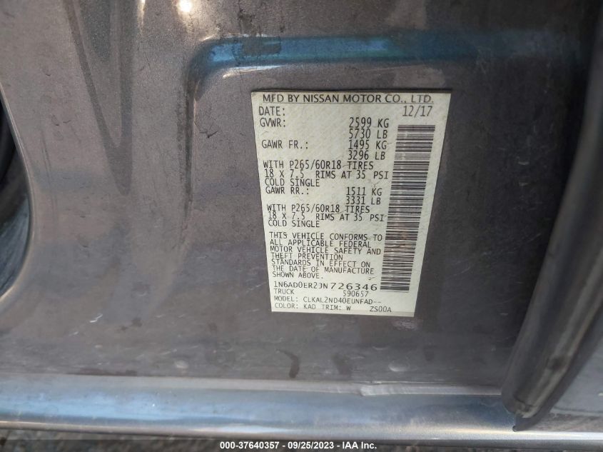 2018 NISSAN FRONTIER SV V6 - 1N6AD0ER2JN726346