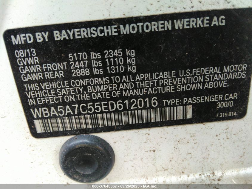 2014 BMW 528I XDRIVE WBA5A7C55ED612016