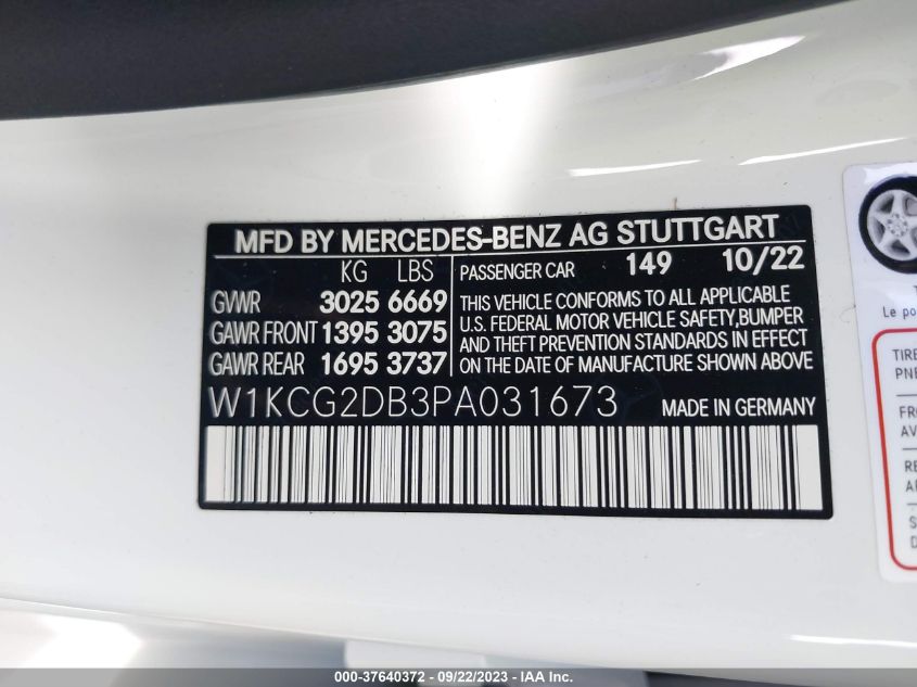 W1KCG2DB3PA031673 Mercedes-Benz EQS EQS 450+ 9