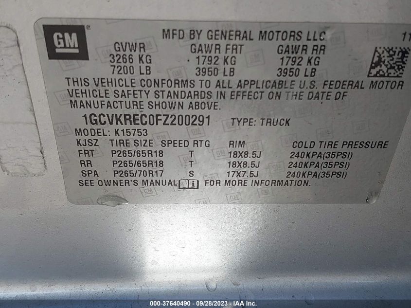 2015 CHEVROLET SILVERADO 1500 LT - 1GCVKREC0FZ200291