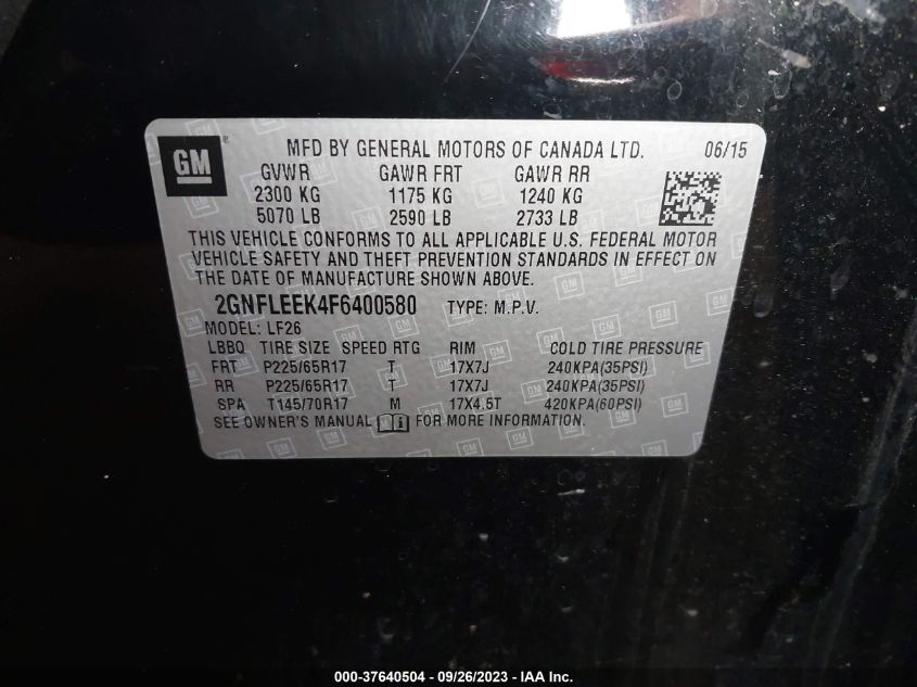 2015 CHEVROLET EQUINOX LS - 2GNFLEEK4F6400580