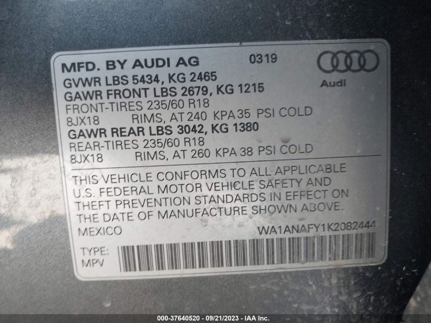 WA1ANAFY1K2082444 Audi Q5 PREMIUM 9