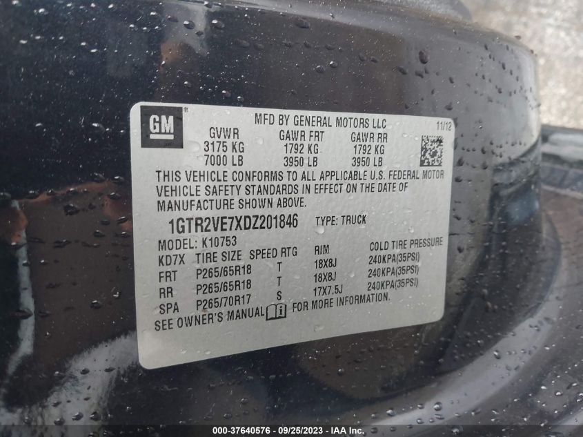 2013 GMC SIERRA 1500 SLE - 1GTR2VE7XDZ201846