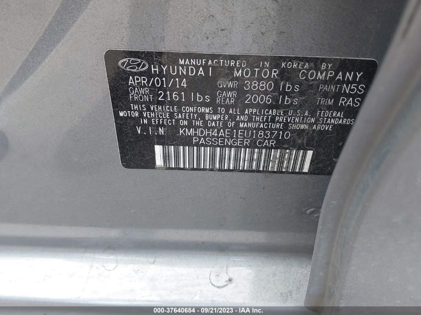 2014 HYUNDAI ELANTRA SE/SPORT/LIMITED - KMHDH4AE1EU183710