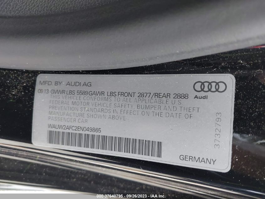 2014 AUDI S7 PRESTIGE WAUW2AFC2EN059865