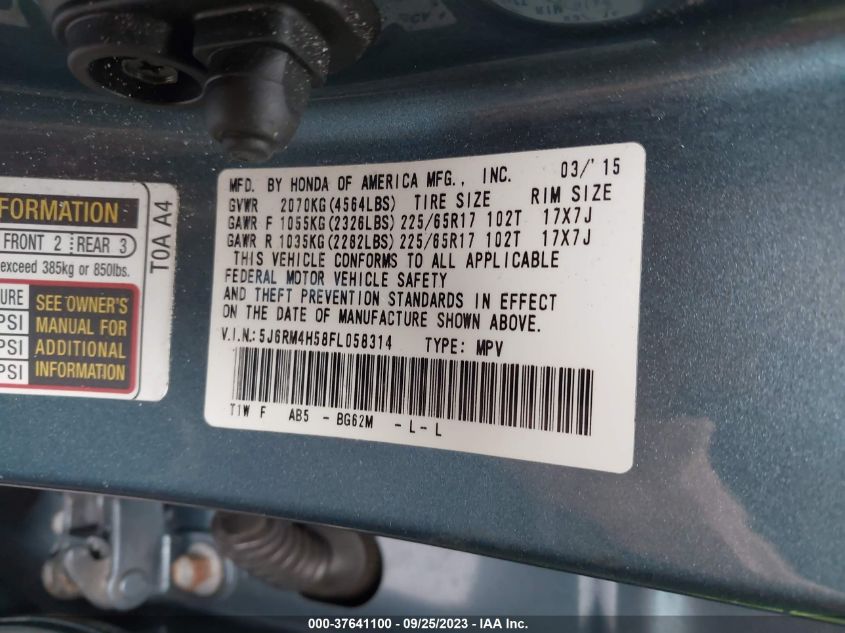 2015 HONDA CR-V EX - 5J6RM4H58FL058314