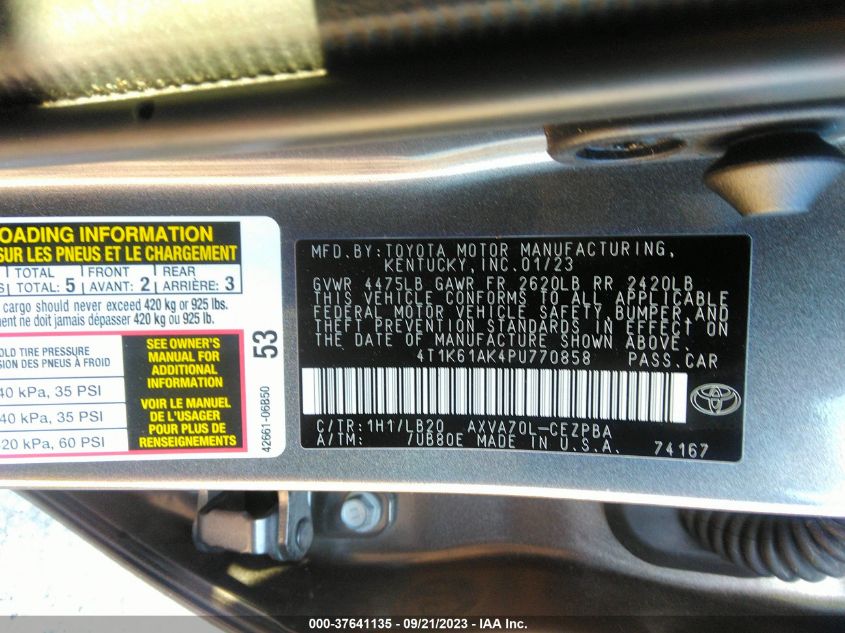 2023 TOYOTA CAMRY XSE - 4T1K61AK4PU770858