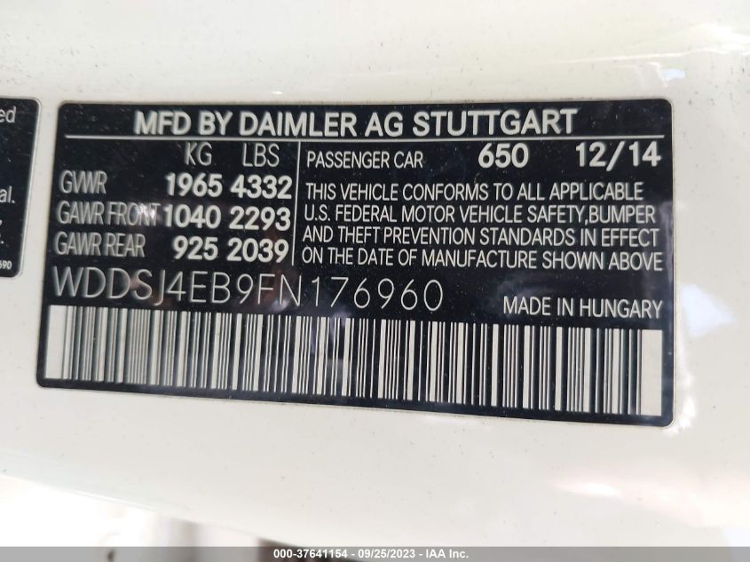 2015 MERCEDES-BENZ CLA-CLASS CLA 250 - WDDSJ4EB9FN176960