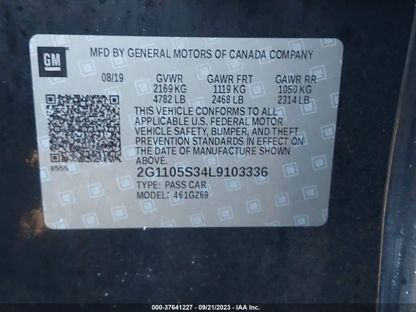 2020 CHEVROLET IMPALA PREMIER - 2G1105S34L9103336