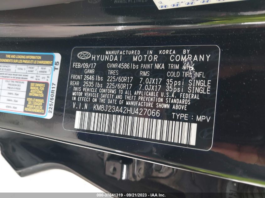 2017 HYUNDAI TUCSON SE - KM8J23A42HU427066
