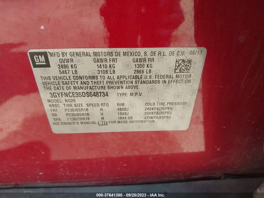 2013 CADILLAC SRX LUXURY COLLECTION - 3GYFNCE35DS648734