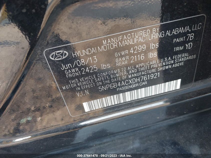 2013 HYUNDAI SONATA GLS PZEV - 5NPEB4ACXDH761921