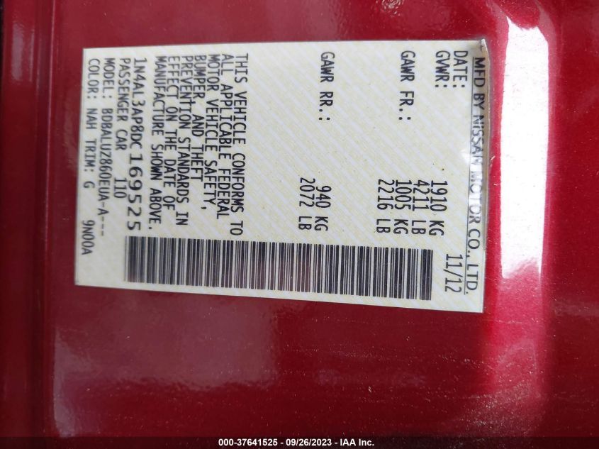 2013 NISSAN ALTIMA 2.5 SV - 1N4AL3AP8DC169525