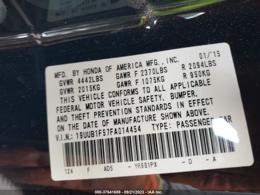 2015 ACURA TLX TECH - 19UUB1F57FA014454