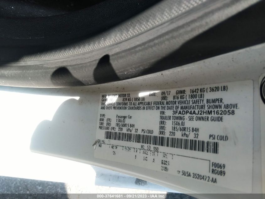 2017 FORD FIESTA S - 3FADP4AJ2HM162058