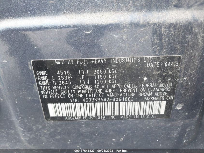2015 SUBARU LEGACY 2.5I - 4S3BNBA62F3061883