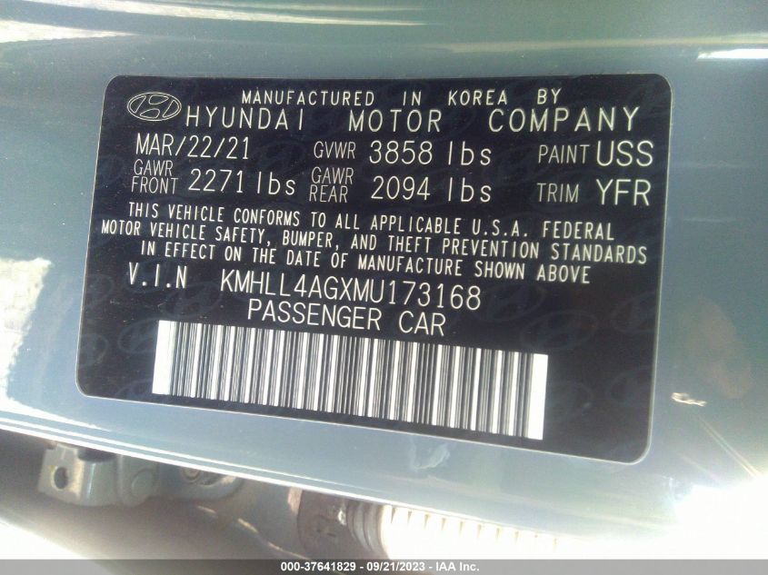 KMHLL4AGXMU173168 Hyundai Elantra SE 9