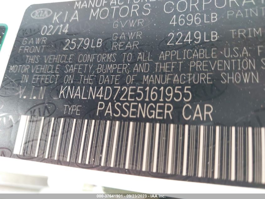 2014 KIA CADENZA PREMIUM KNALN4D72E5161955