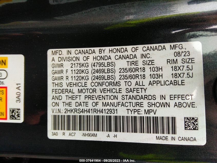 2024 HONDA CR-V EX - 2HKRS4H41RH412931