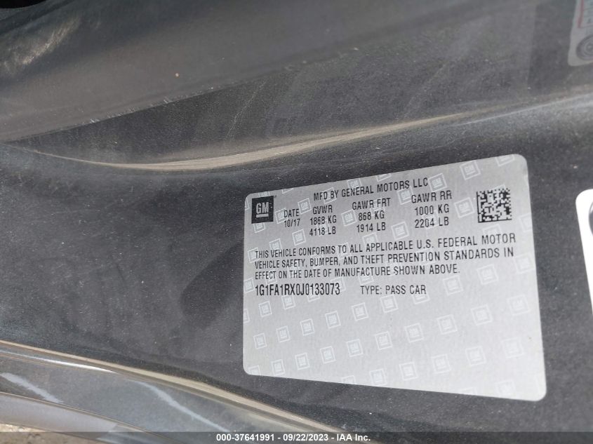 2018 CHEVROLET CAMARO 1LS - 1G1FA1RX0J0133073