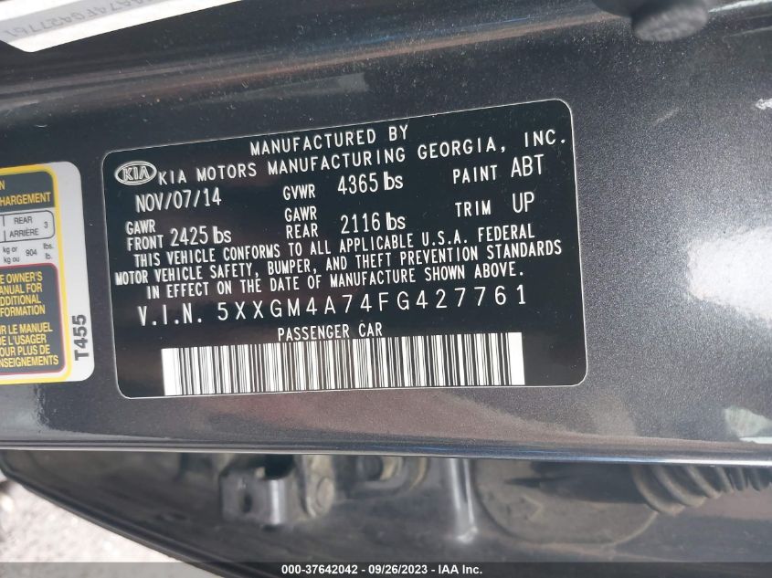 2015 KIA OPTIMA LX - 5XXGM4A74FG427761