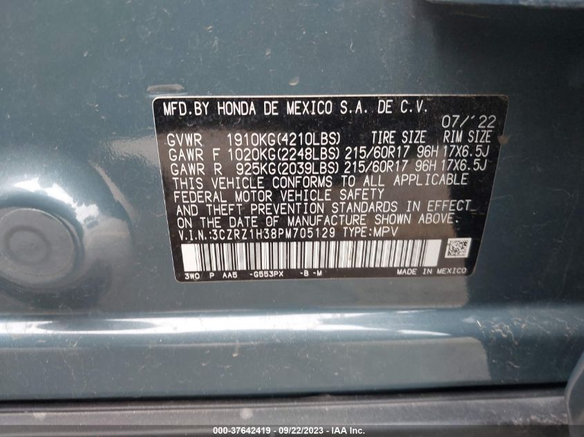 2023 HONDA HR-V LX - 3CZRZ1H38PM705129