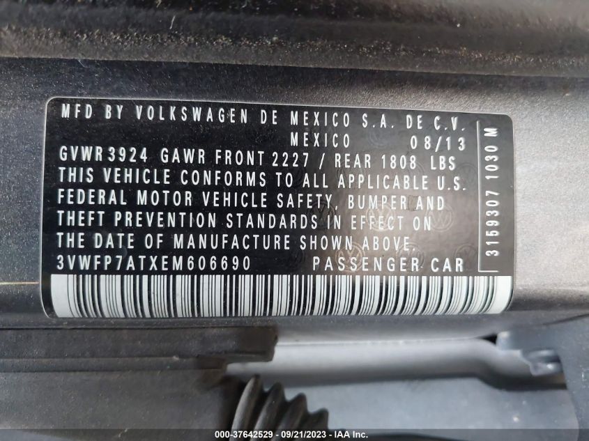 2014 VOLKSWAGEN BEETLE COUPE 2.5L ENTRY - 3VWFP7ATXEM606690