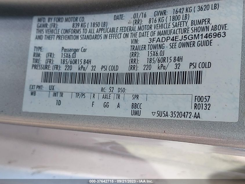 2016 FORD FIESTA SE - 3FADP4EJ5GM146963