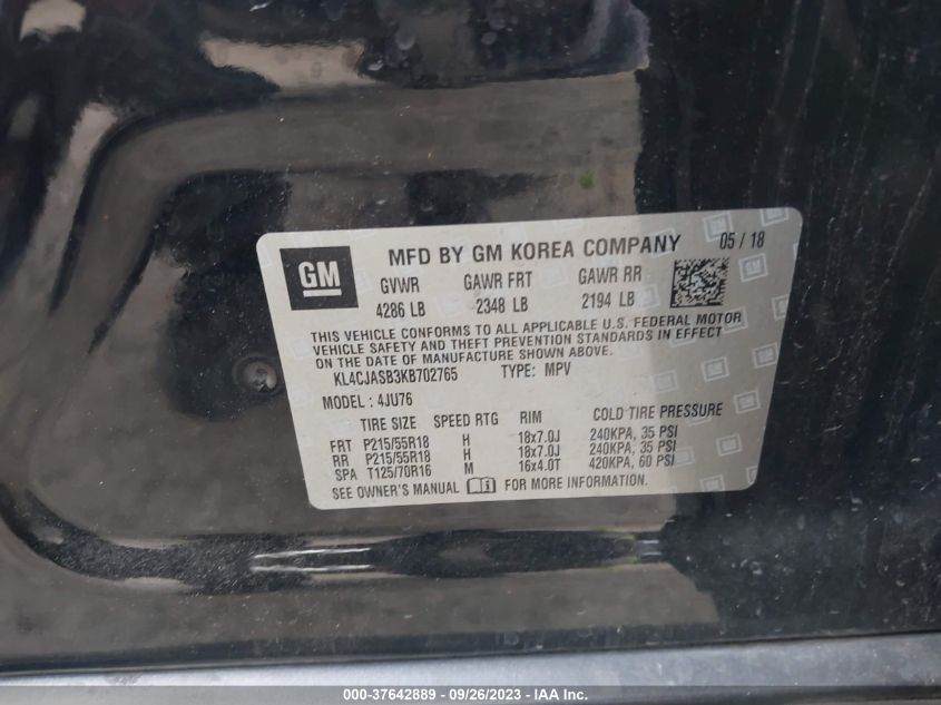 2019 BUICK ENCORE PREFERRED - KL4CJASB3KB702765