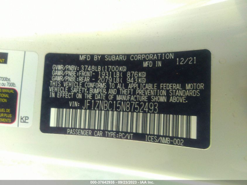 2022 TOYOTA GR86 - JF1ZNBC15N8752493