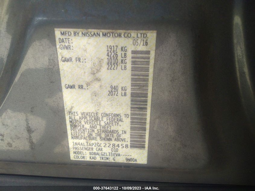2016 NISSAN ALTIMA 2.5 - 1N4AL3AP2GC228458