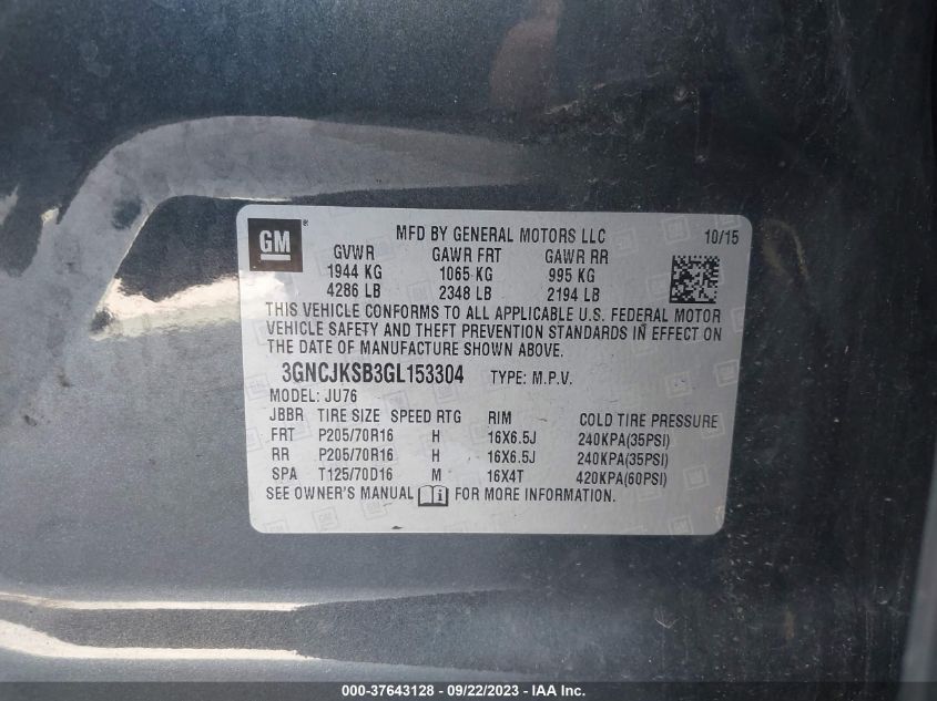 2016 CHEVROLET TRAX LS - 3GNCJKSB3GL153304