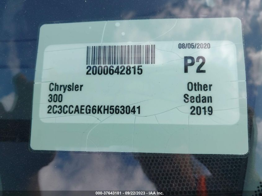 2019 CHRYSLER 300 LIMITED - 2C3CCAEG6KH563041