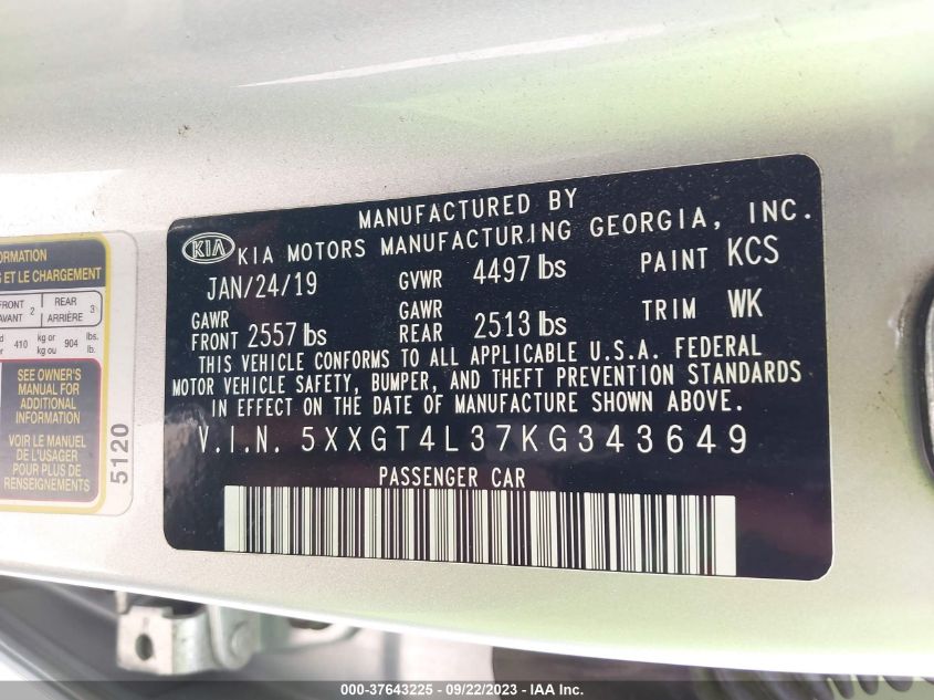2019 KIA OPTIMA LX - 5XXGT4L37KG343649