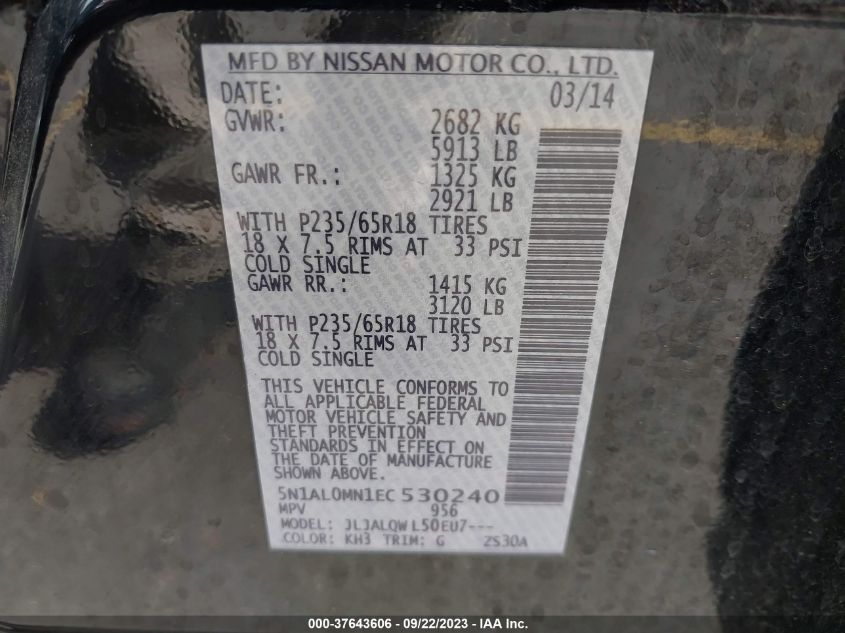 2014 INFINITI QX60 - 5N1AL0MN1EC530240
