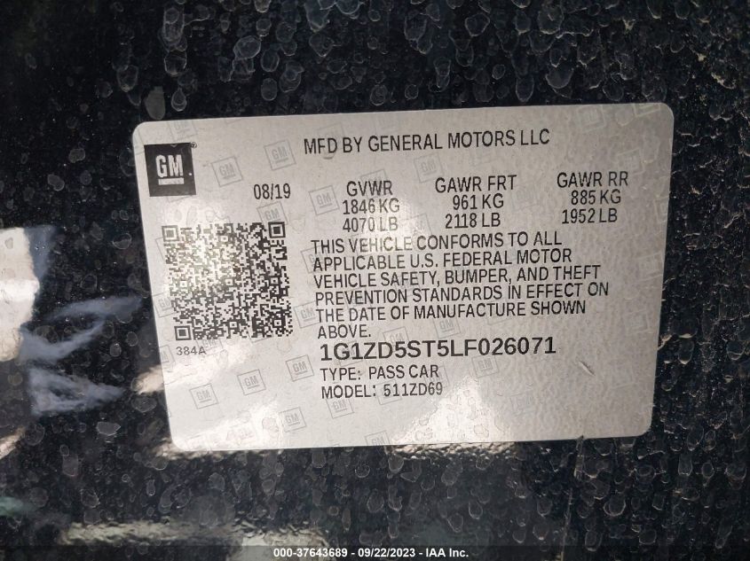 2020 CHEVROLET MALIBU LT - 1G1ZD5ST5LF026071