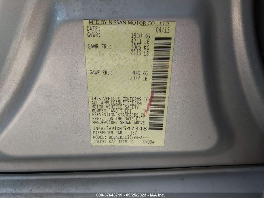 2013 NISSAN ALTIMA 2.5 S - 1N4AL3AP1DN547348