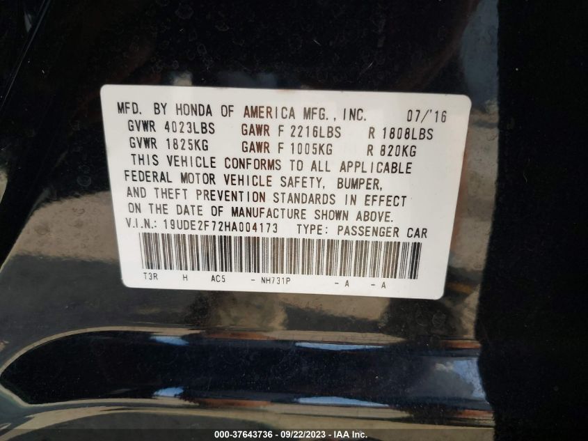 2017 ACURA ILX W - 19UDE2F72HA004173