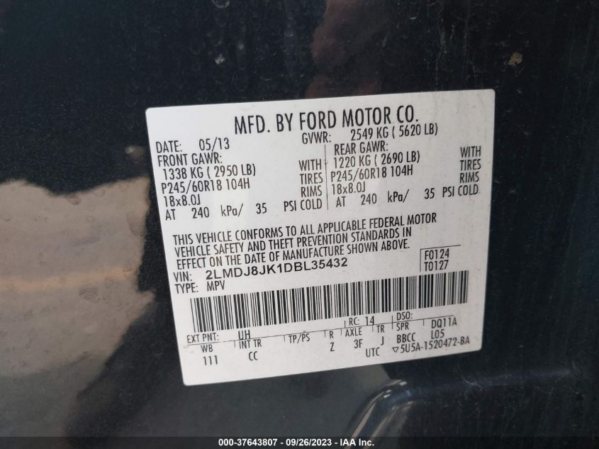 2013 LINCOLN MKX - 2LMDJ8JK1DBL35432