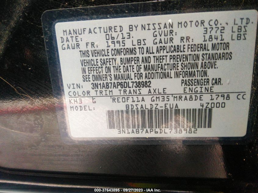 2013 NISSAN SENTRA SV - 3N1AB7AP6DL738982