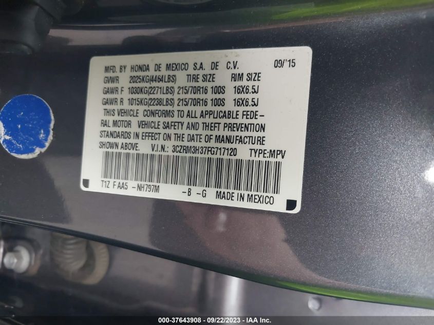 2015 HONDA CR-V LX - 3CZRM3H37FG717120