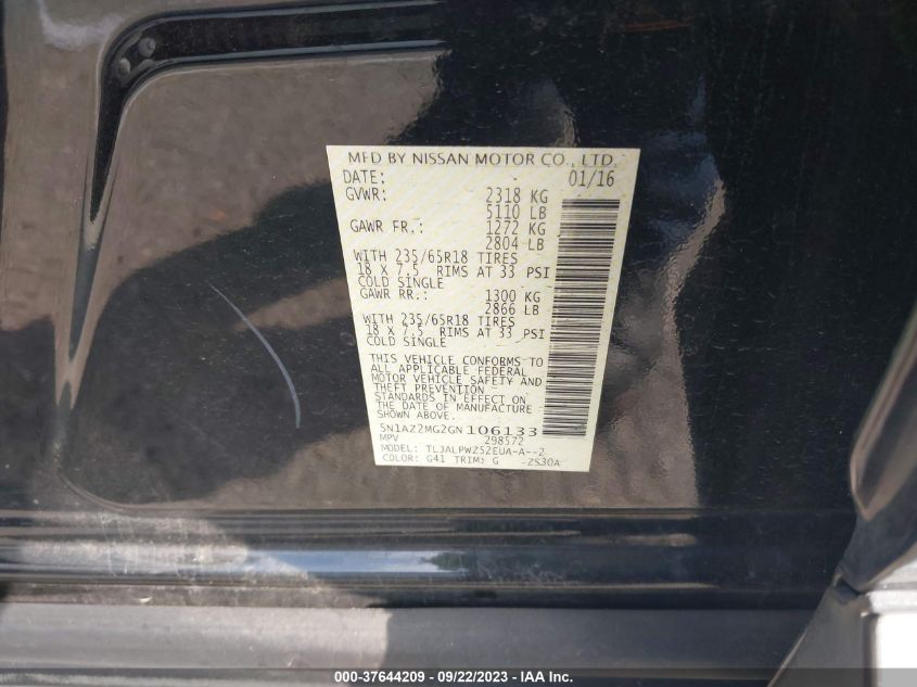 2016 NISSAN MURANO S - 5N1AZ2MG2GN106133