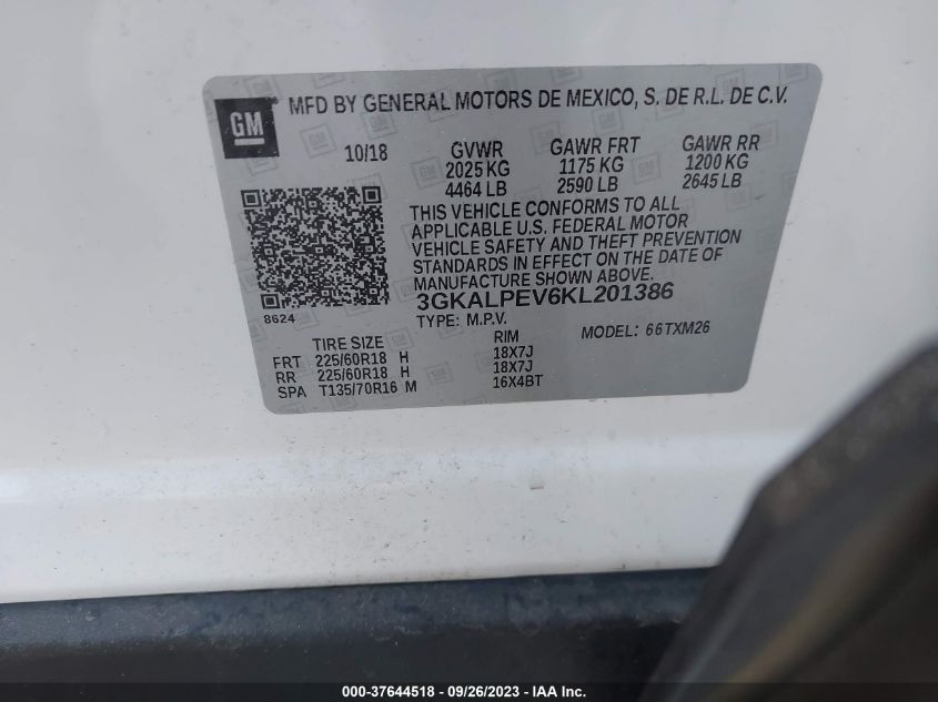 2019 GMC TERRAIN SLT - 3GKALPEV6KL201386