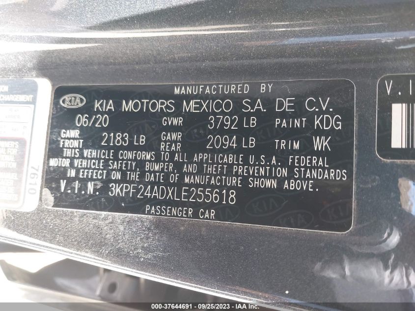 2020 KIA FORTE LXS - 3KPF24ADXLE255618
