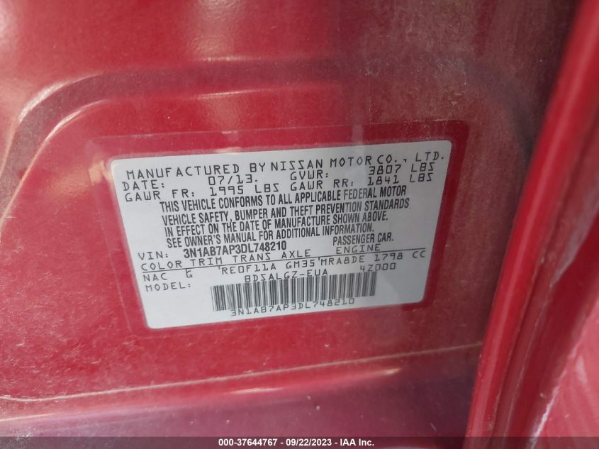 2013 NISSAN SENTRA SL - 3N1AB7AP3DL748210