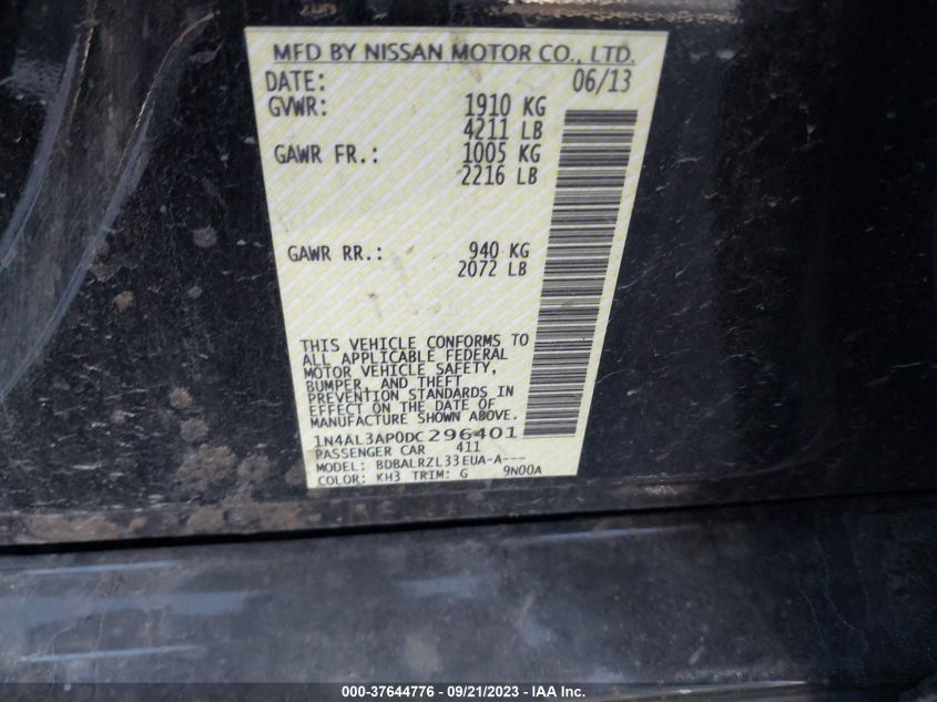2013 NISSAN ALTIMA 2.5 S - 1N4AL3AP0DC296401