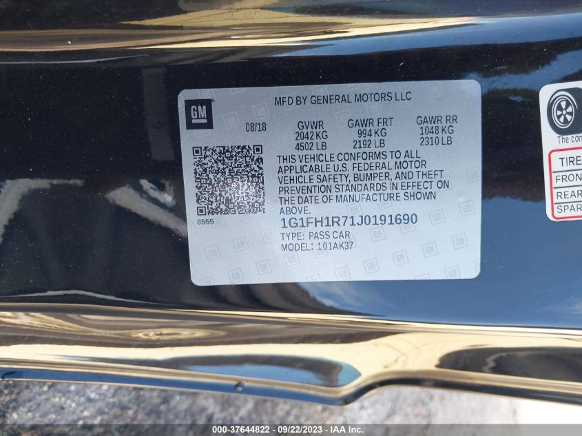 2018 CHEVROLET CAMARO 2SS - 1G1FH1R71J0191690