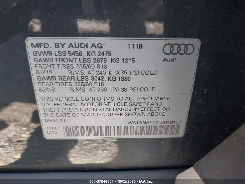 WA1ANAFY2L2049177 Audi Q5 PREMIUM/TITANIUM PREMIUM 9